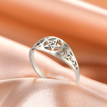 DAIIIBABYYY  -  Stainless Steel Irish Knot Pentagram Star Ring for Women Men Supernatural Wicca Amulet Rings Jewelry Gifts Wholesale 2024